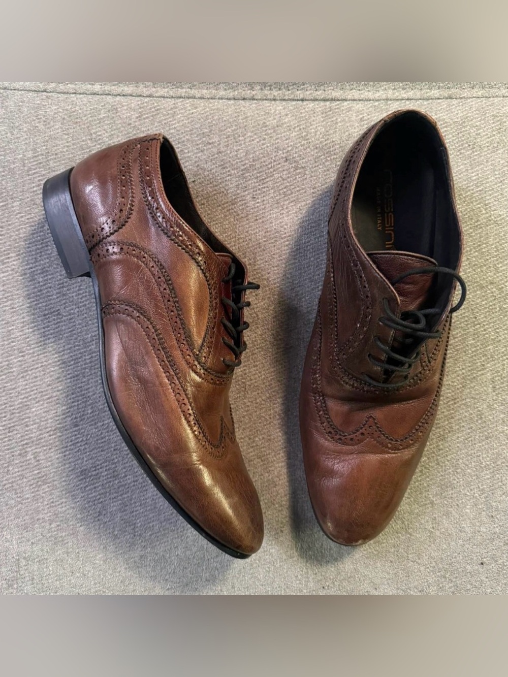 Mens Brown Wingtip Derby Oxfords - Classic Leather Dress Shoes